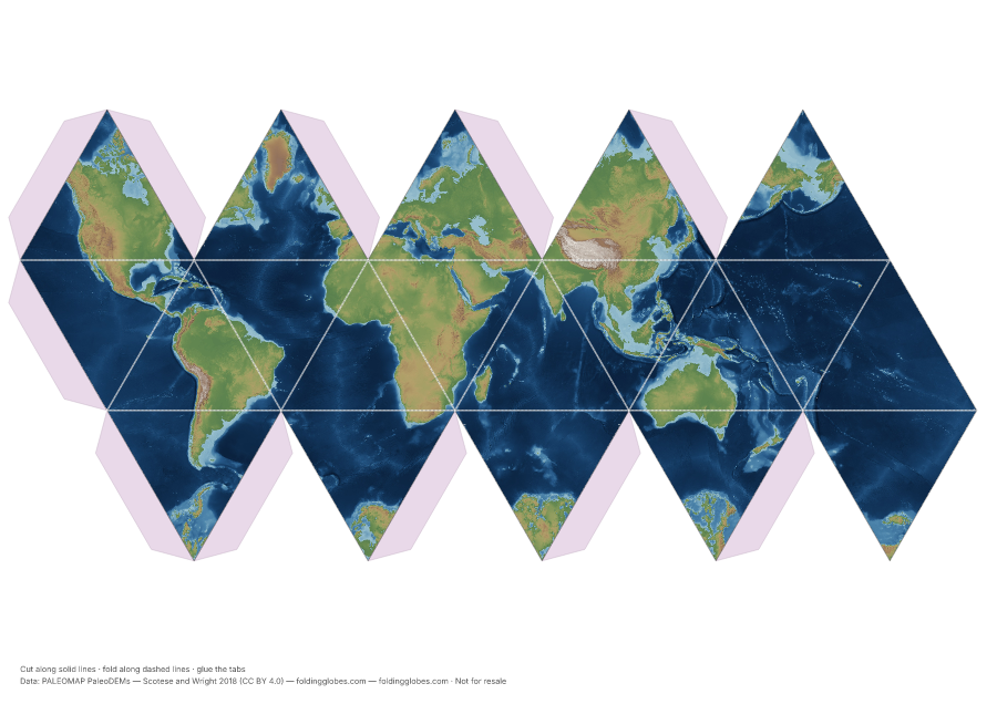 Earth Today folding globe net — cut, fold, and glue