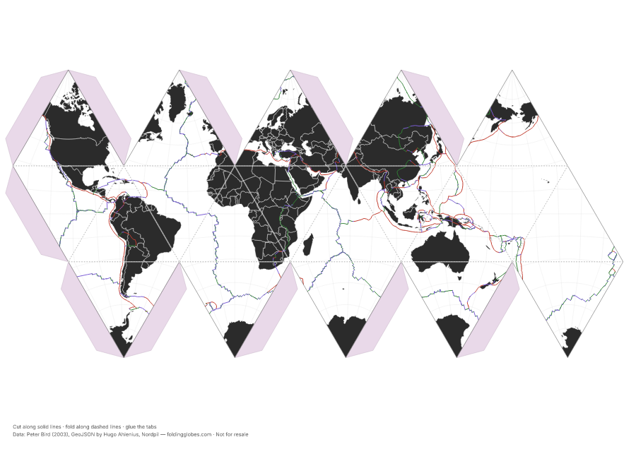 Tectonic Plates folding globe net