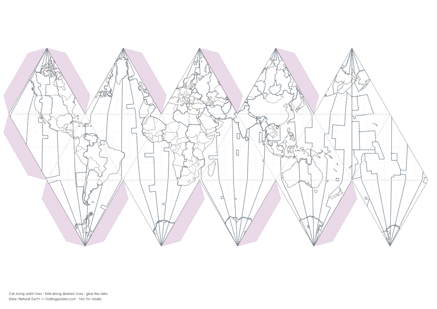 Time Zones folding globe net