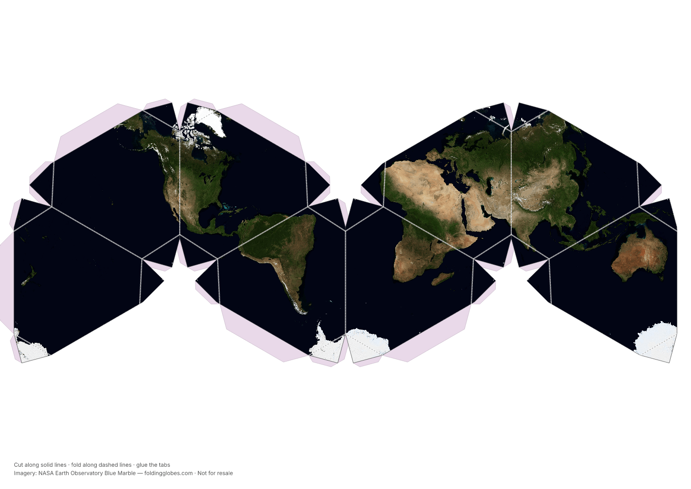 Cahill–Keyes M paper globe template — printable foldable net to cut out and glue