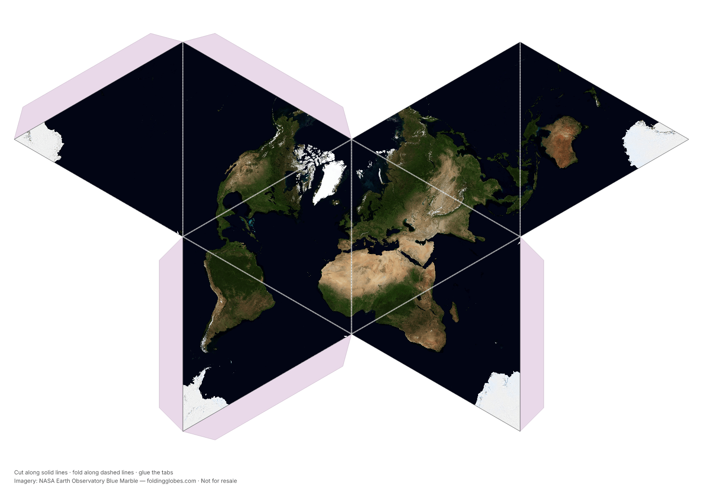 Octahedron paper globe template — printable foldable net to cut out and glue