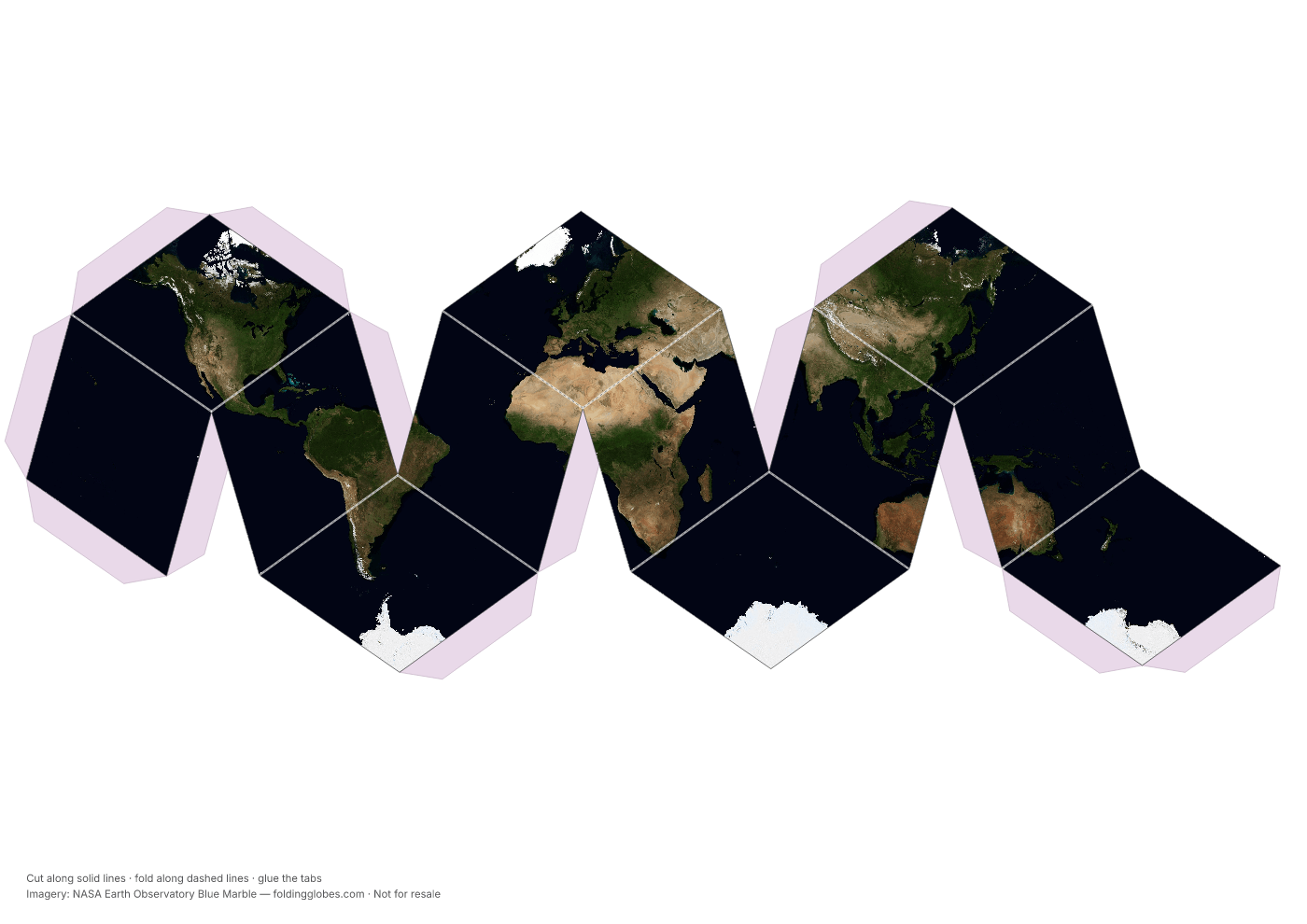 Rhombic Dodecahedron paper globe template — printable foldable net to cut out and glue